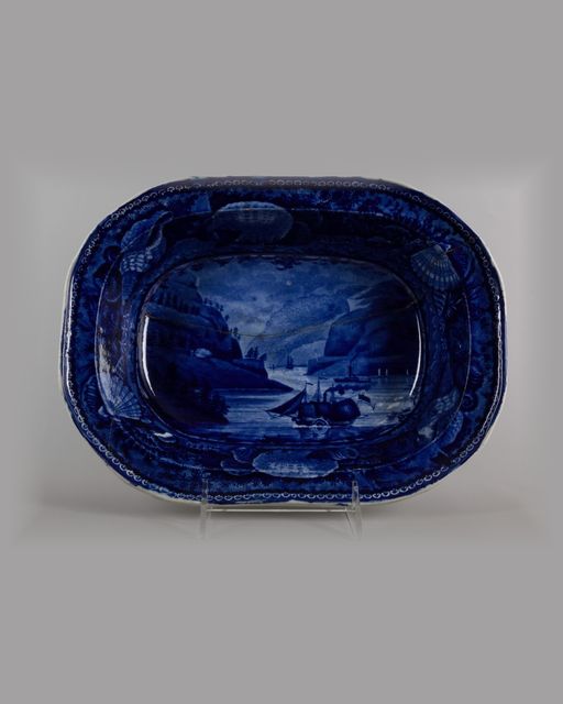 Early Staffordshire blue relish dish