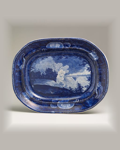Dark blue Staffordshire platter, Niagara