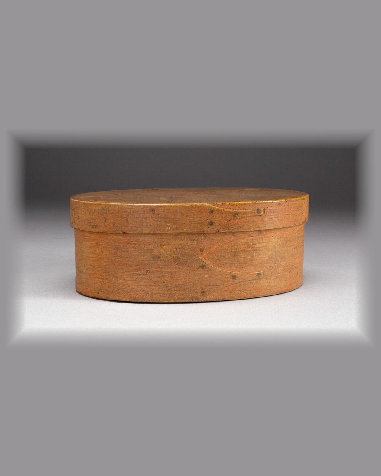 Bentwood cheese box in old orange paint — photo 2