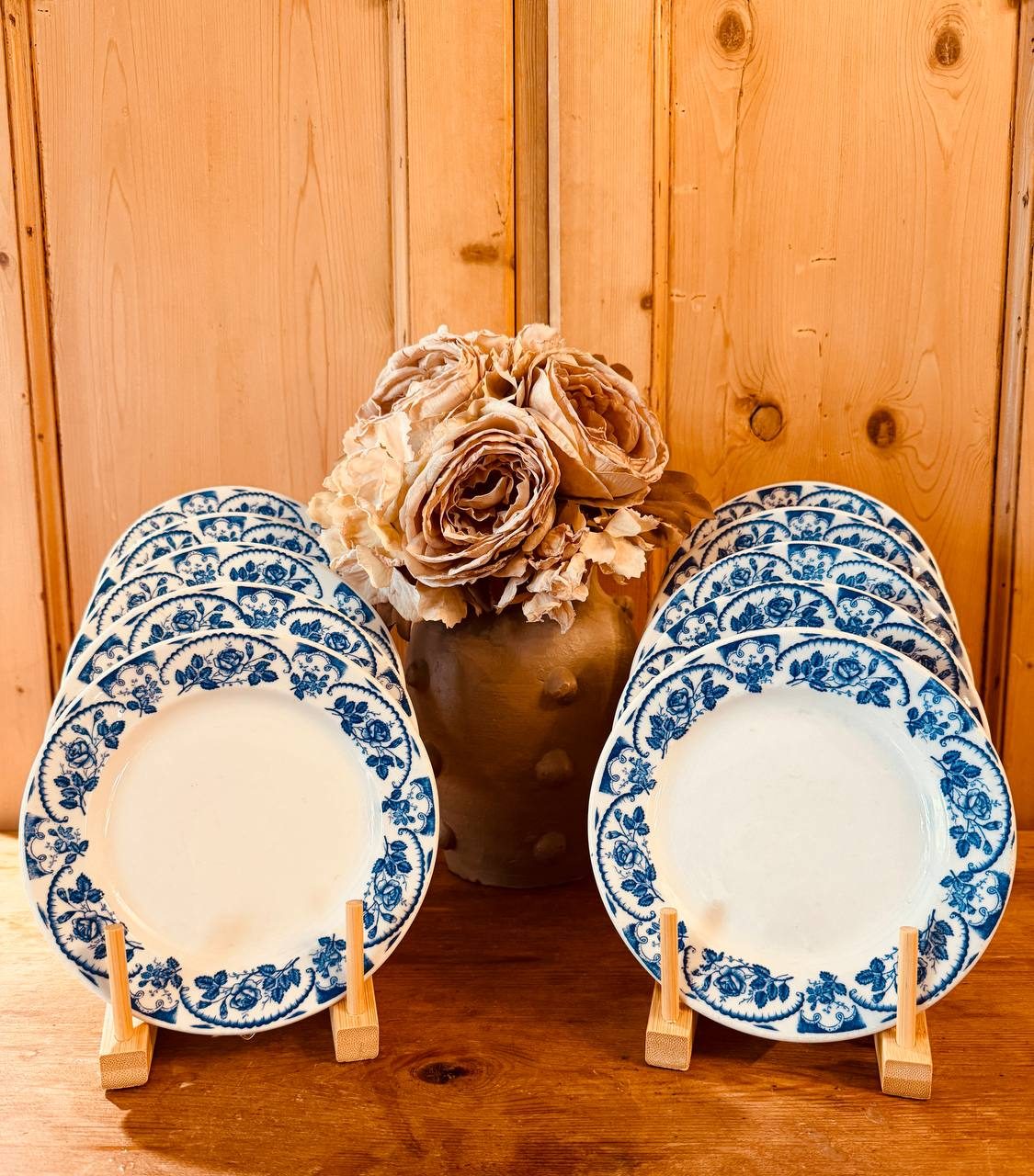Vintage McNicol China Restaurant Ware Plates, Set of 12 — Blue Rose — photo 2