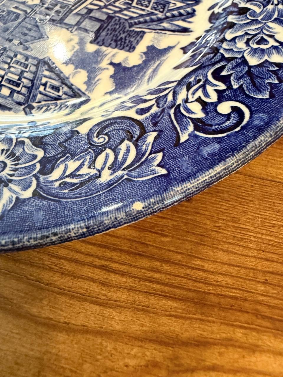 Dickens Series Blue Transferware Plate — "Little Nell & Grandfather Leaving" — photo 5
