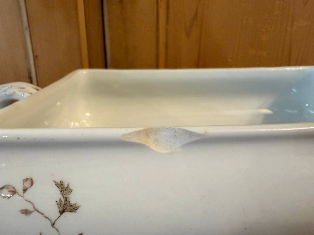 Antique Maddock & Co Royal Stone China Serving Dish — Brown Floral Transferware — photo 5