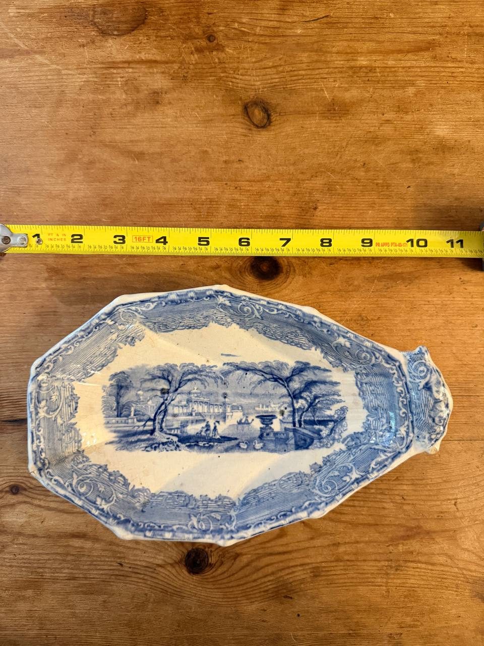 Early Staffordshire Blue Transferware Relish Dish — c. 1830s–1860s — photo 2