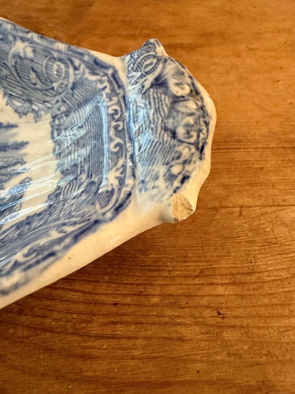 Early Staffordshire Blue Transferware Relish Dish — c. 1830s–1860s — photo 5