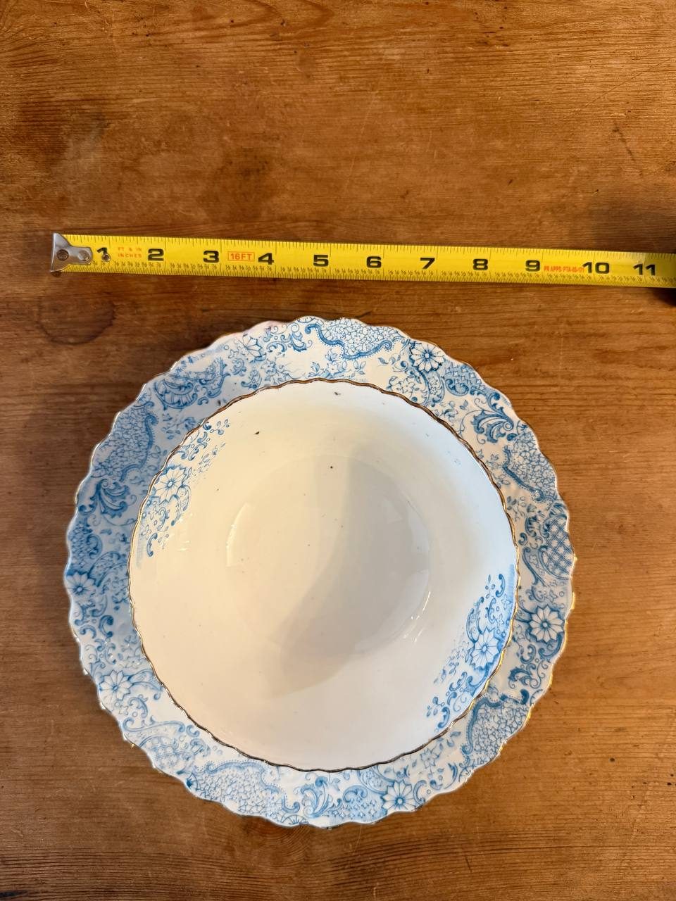 Antique Royal Albert Crown China Blue Transferware Bowl & Plate — photo 5