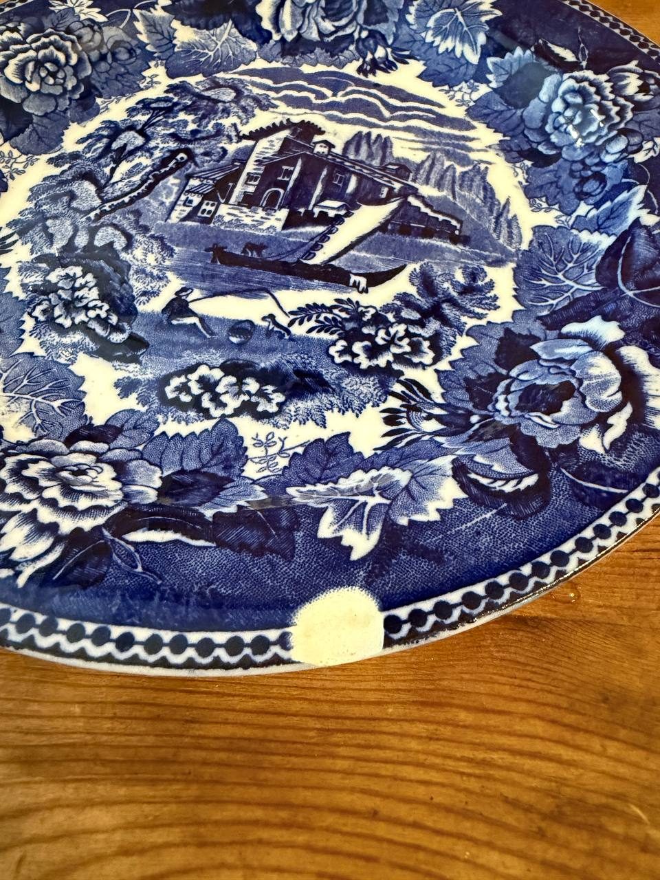 Antique Wedgwood "Landscape" Blue Transferware Plates, Set of 4 — Etruria England — photo 4