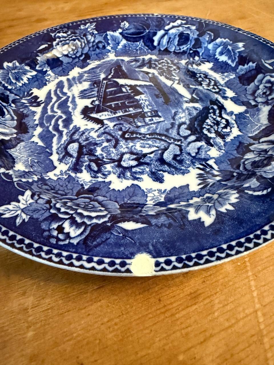 Antique Wedgwood "Landscape" Blue Transferware Plates, Set of 4 — Etruria England — photo 5