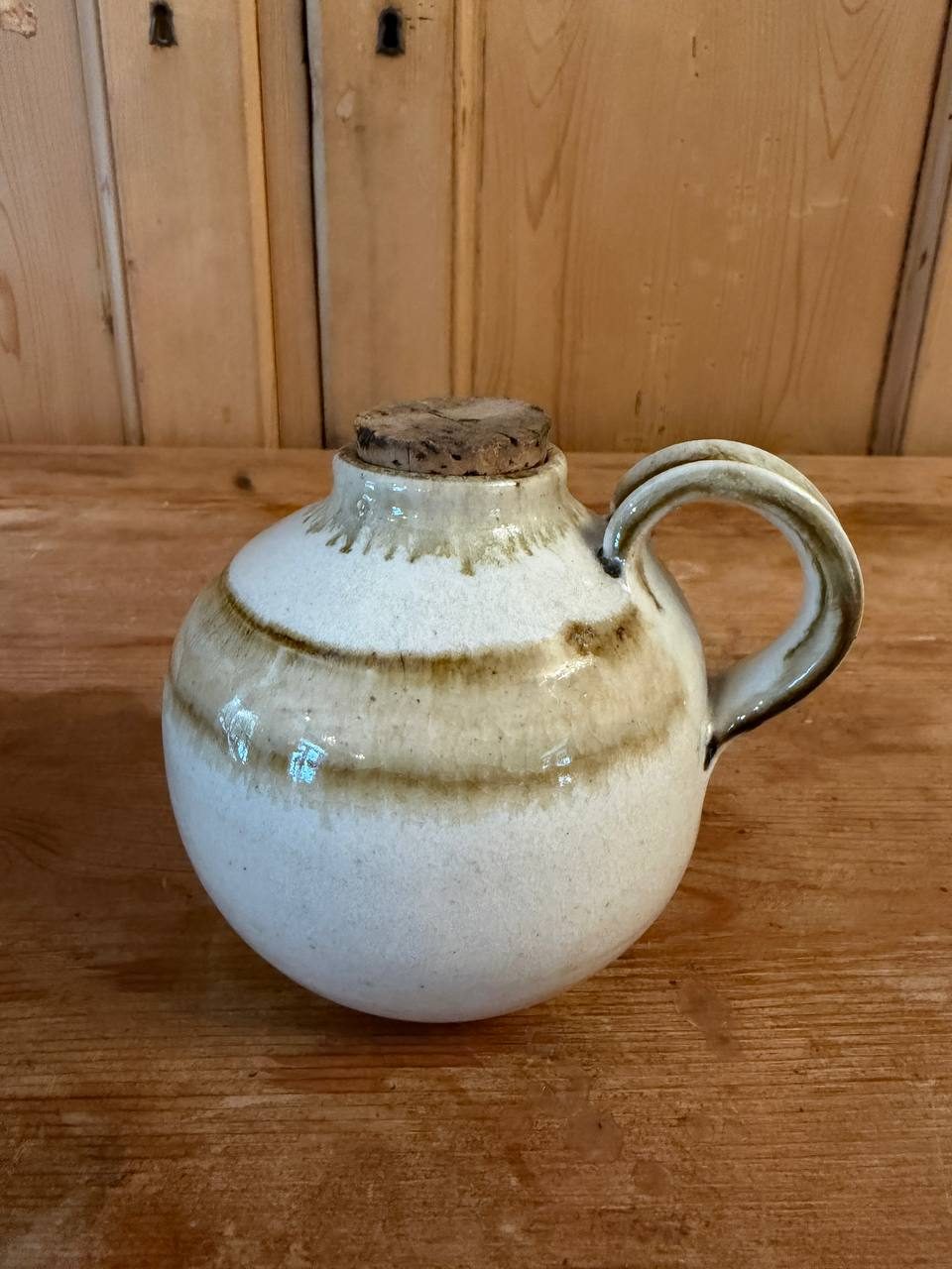Handmade Stoneware Jug with Cork Stopper — Cream & Amber Glaze — photo 2