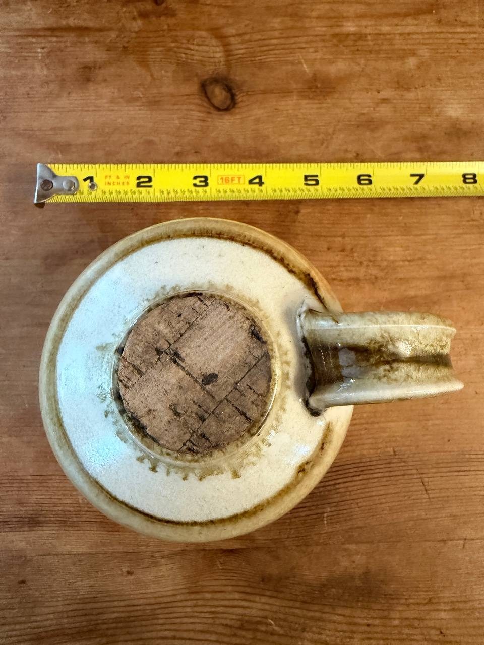 Handmade Stoneware Jug with Cork Stopper — Cream & Amber Glaze — photo 3