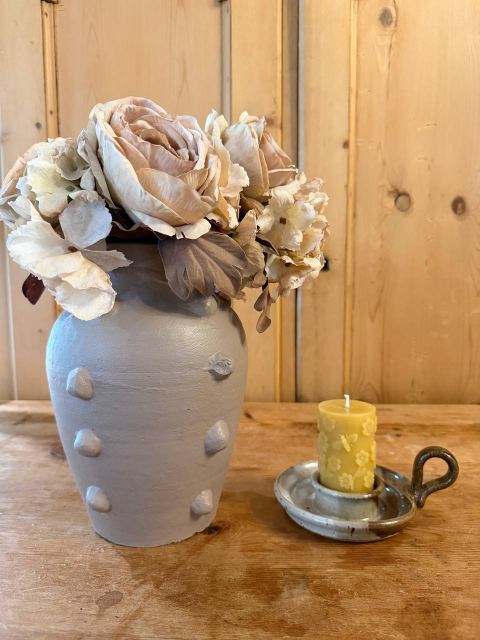 Handmade Stoneware Chamberstick Candle Holder — Signed Studio Pottery