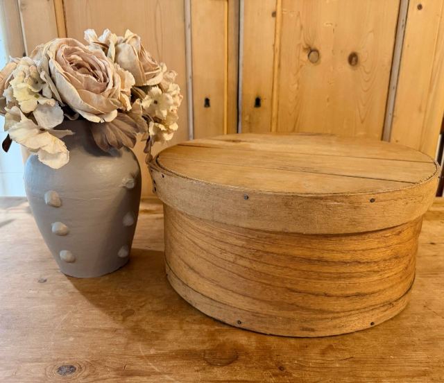 Large Vintage Bentwood Cheese Box with Dairy Stamp — 16"