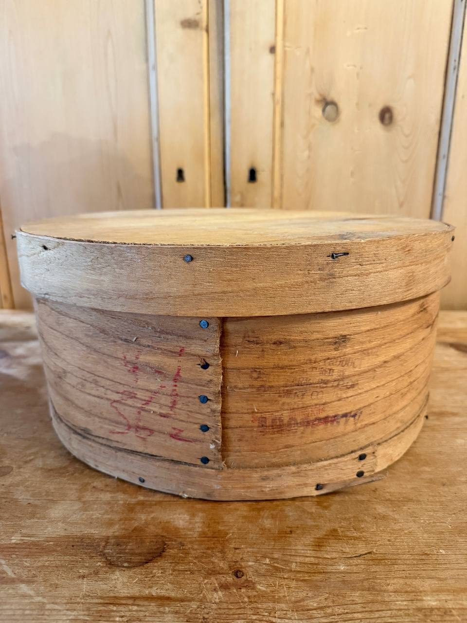 Large Vintage Bentwood Cheese Box with Dairy Stamp — 16" — photo 2