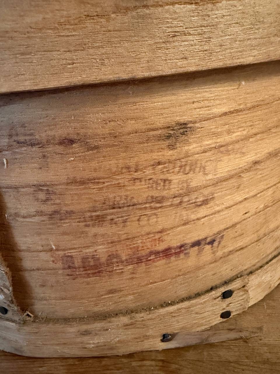 Large Vintage Bentwood Cheese Box with Dairy Stamp — 16" — photo 3