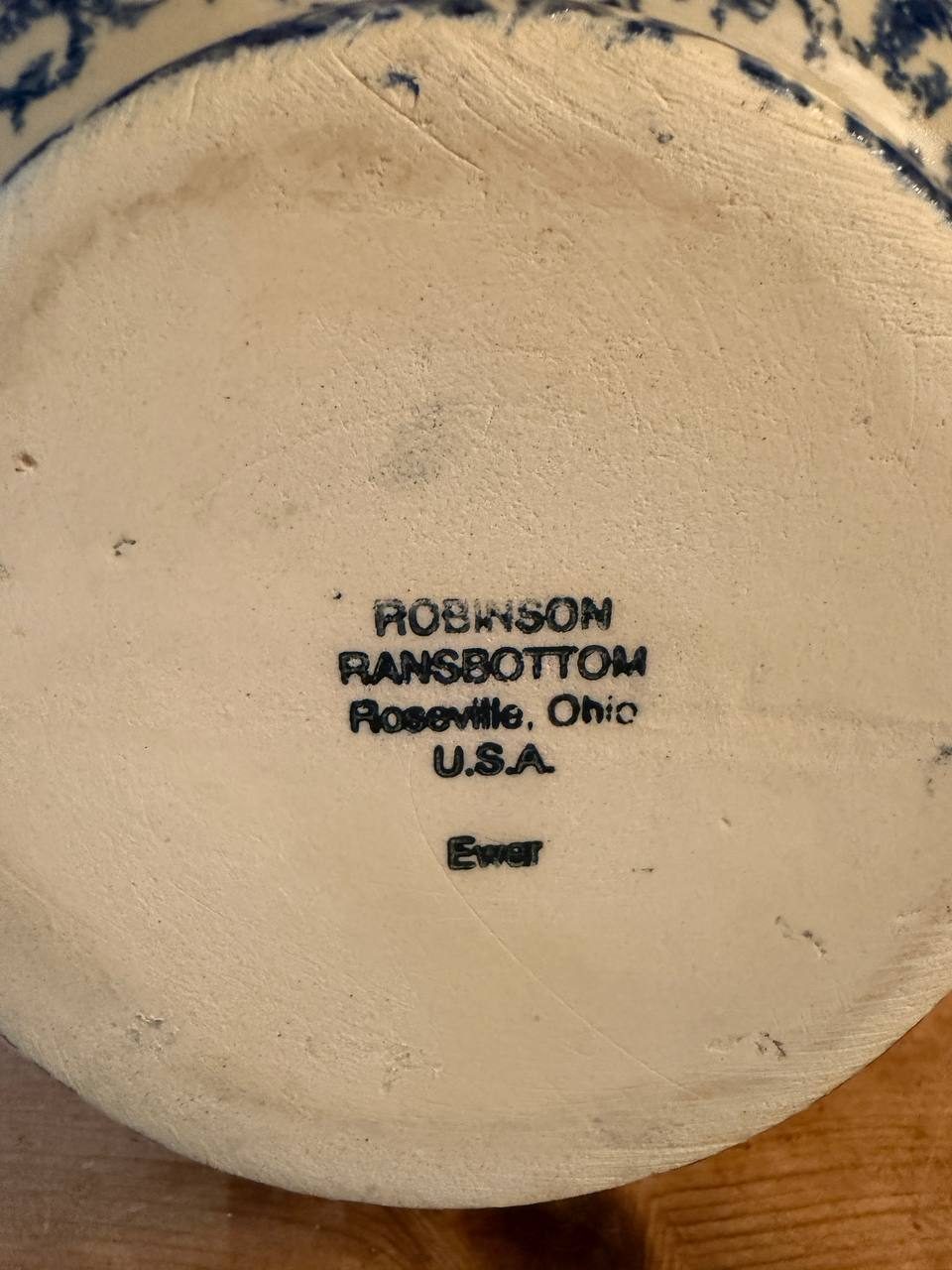 Robinson Ransbottom Blue Spongeware Pitcher & Basin Set — Roseville, Ohio — photo 3