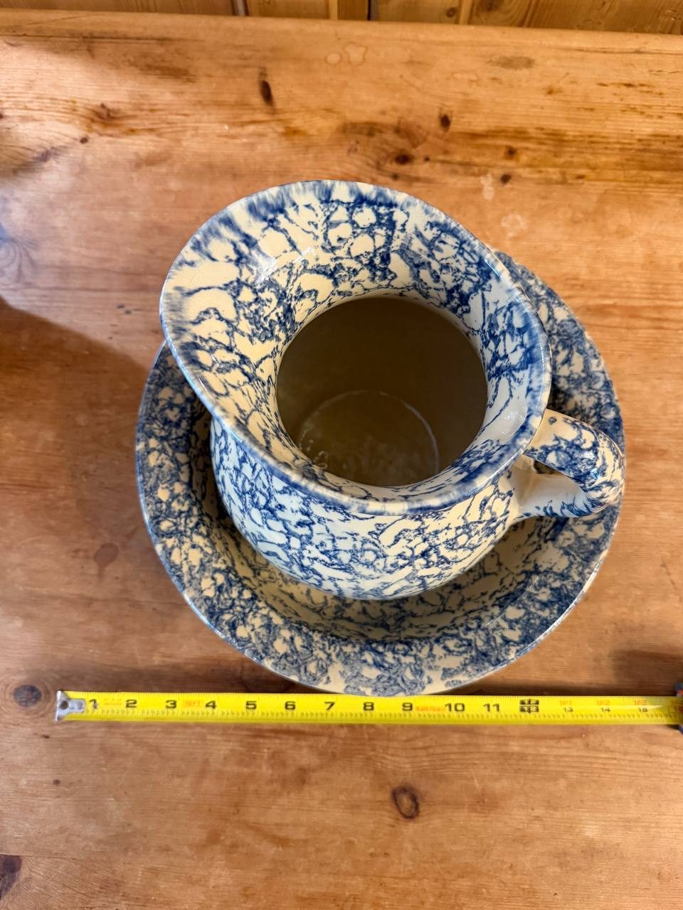 Robinson Ransbottom Blue Spongeware Pitcher & Basin Set — Roseville, Ohio — photo 4