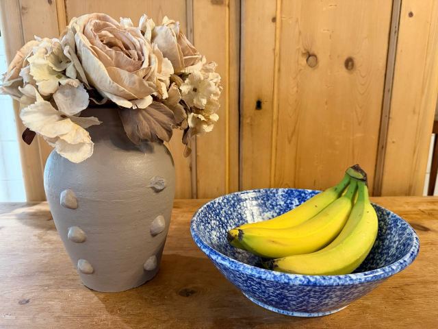 Blue Spongeware Serving Bowl — 11" Cobalt Sponge Stoneware
