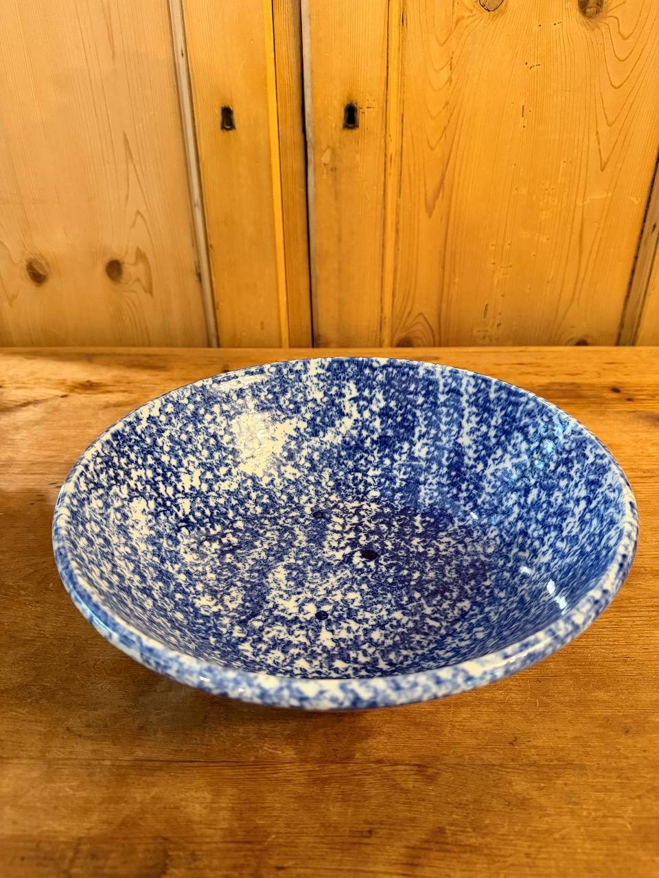Blue Spongeware Serving Bowl — 11" Cobalt Sponge Stoneware — photo 2