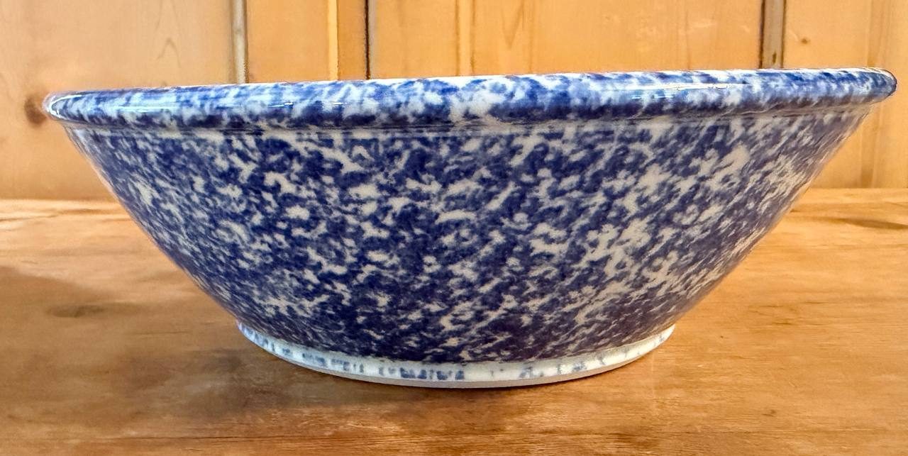 Blue Spongeware Serving Bowl — 11" Cobalt Sponge Stoneware — photo 3