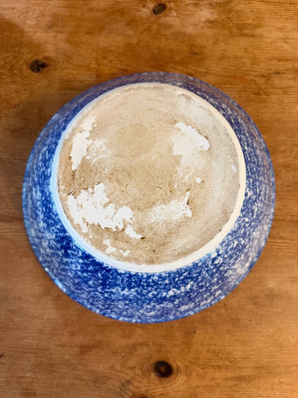 Blue Spongeware Serving Bowl — 11" Cobalt Sponge Stoneware — photo 5