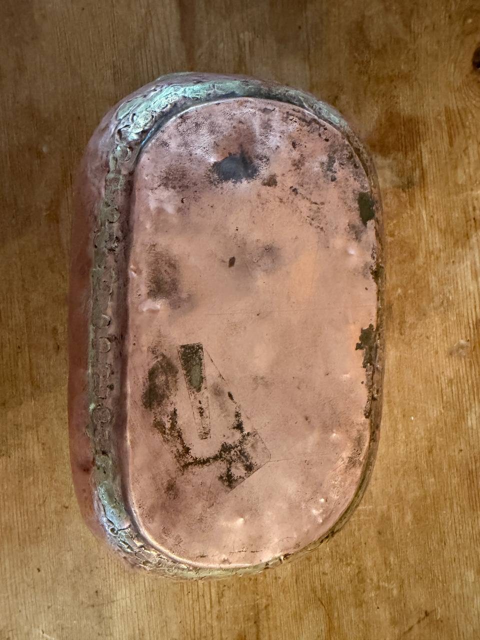Hand-Hammered Copper Planter with Brass Handles — Rectangular Jardiniere — photo 4