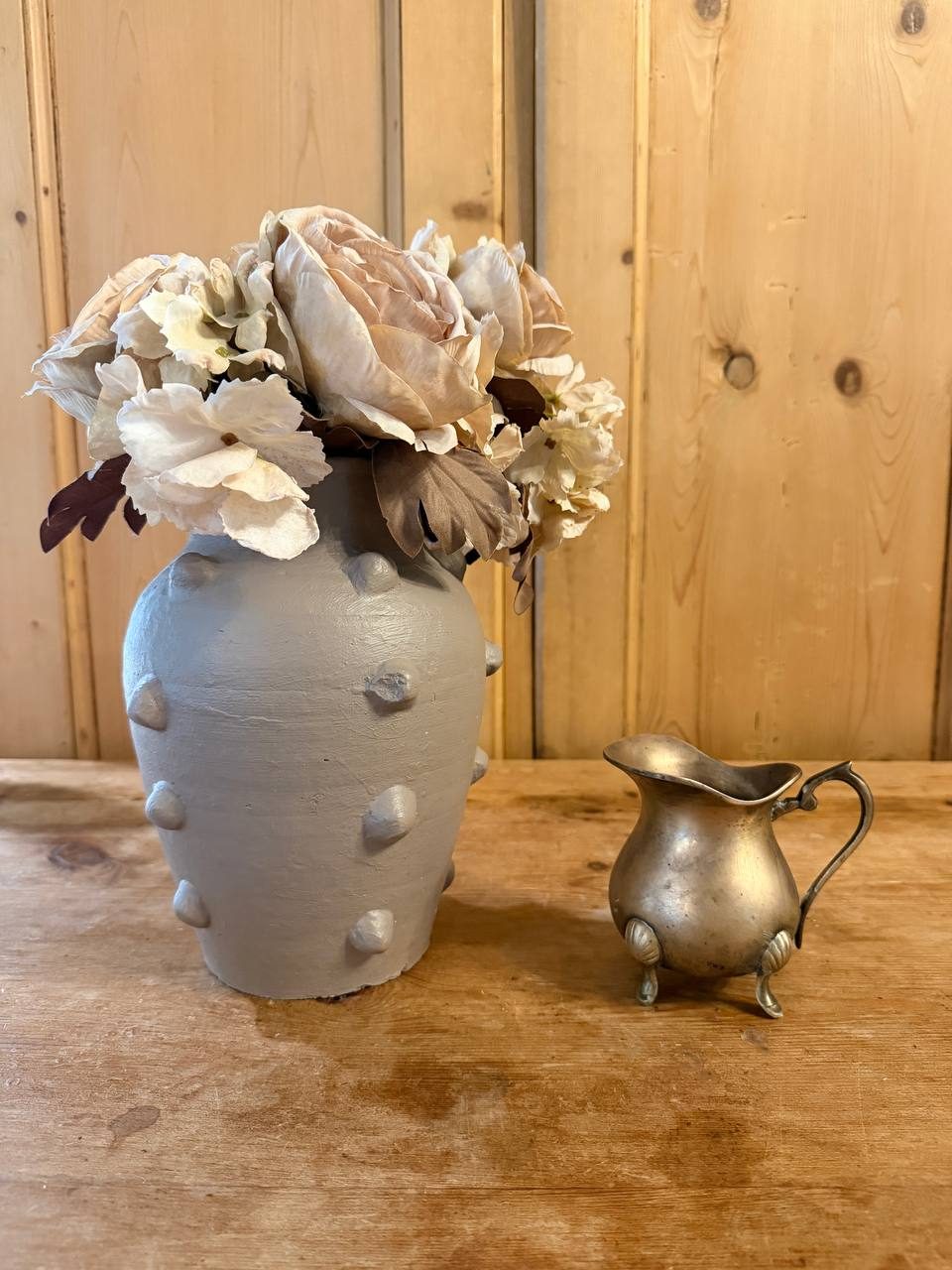 Footed Cream Pitcher on Shell Feet, Worn Silverplate — photo 2