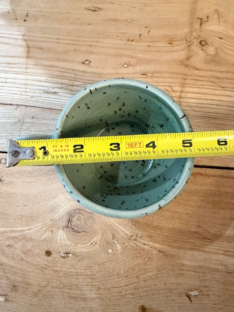 Hand-Thrown Studio Pottery Mug — Speckled Celadon Green Glaze — photo 2