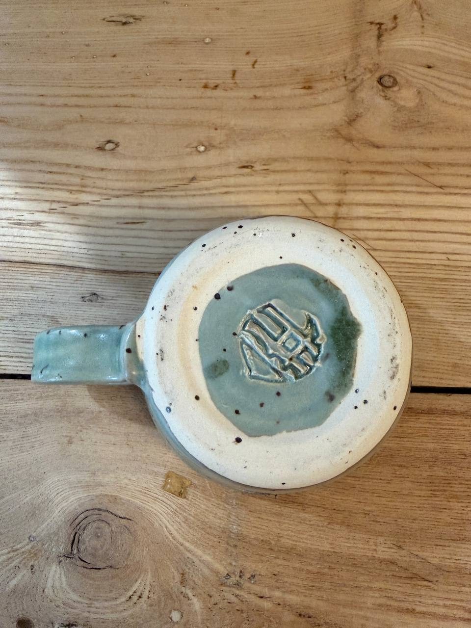 Hand-Thrown Studio Pottery Mug — Speckled Celadon Green Glaze — photo 3