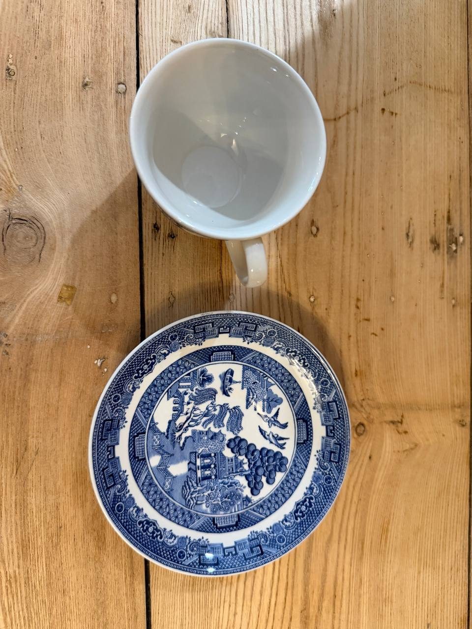 Blue Willow Transferware Cup & Saucer — Johnson Bros England Saucer — photo 2