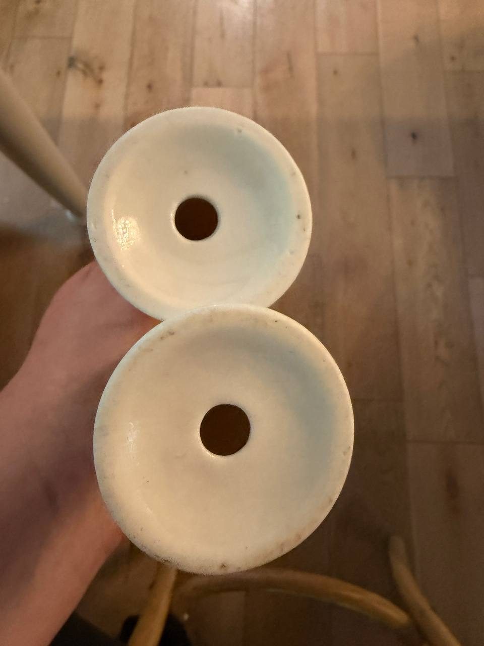 Vintage Tall Ironstone Salt and Pepper Shakers Gold Filigree Band 4.5in Pair — photo 4