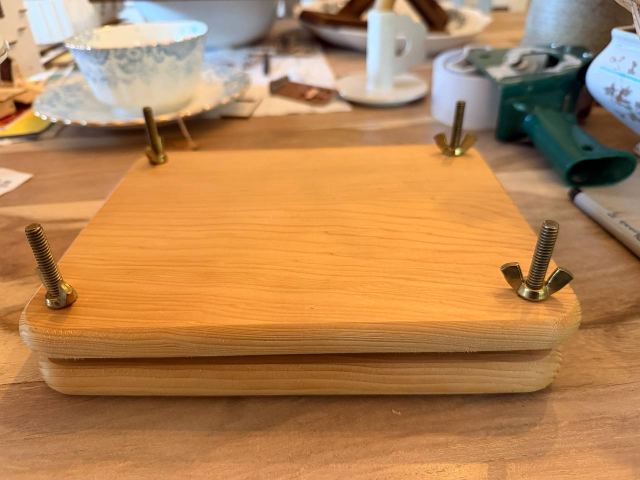 Wooden Flower Press — Two Pine Boards with Brass Bolts & Wing Nuts
