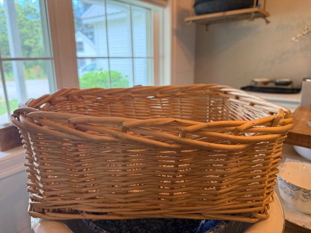 Rectangular Willow Storage Basket with Built-In Side Handles — Natural